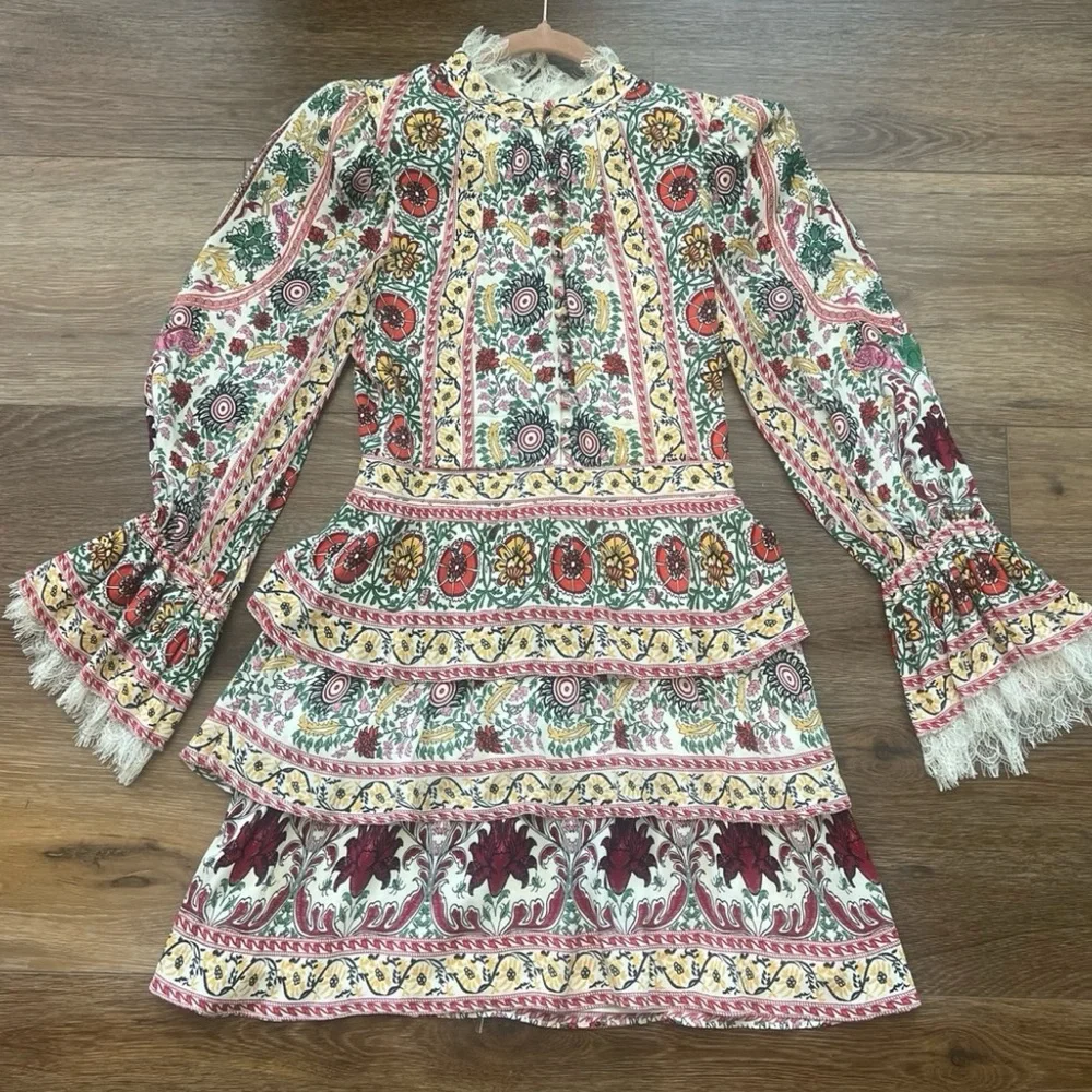 Alice + Olivia Lawson Mock Neck Floral Mini Dress - Picture 3 of 5